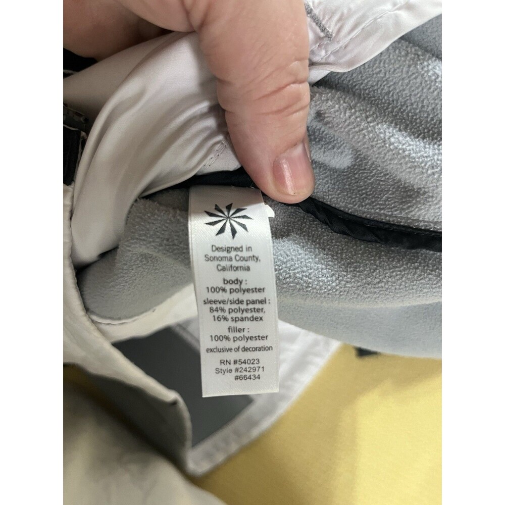 ATHLETA Jacket Womens S White Gray Aries Hooded Quilted Fleece Jacket Full Zip - Picture 8 of 8